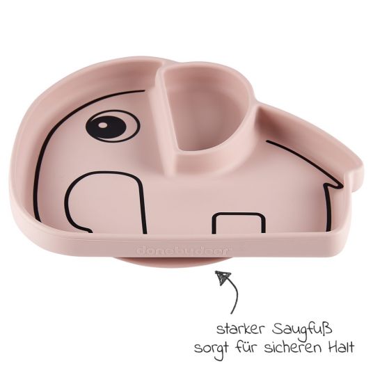 Done by Deer Silicone Eating Plate with Suction Base - Stick & Stay - Elphee - Pink