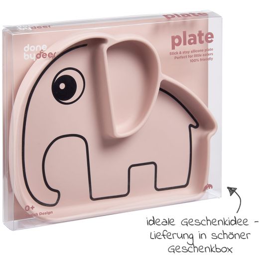 Done by Deer Silicone Eating Plate with Suction Base - Stick & Stay - Elphee - Pink