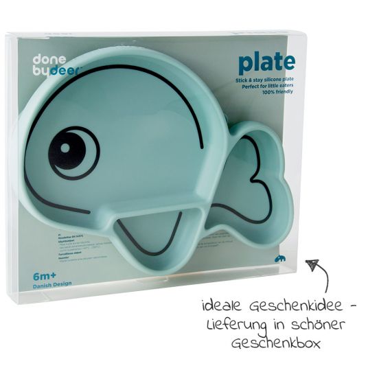 Done by Deer Silicone Eating Plate with Suction Base - Stick & Stay - Wally - Blue