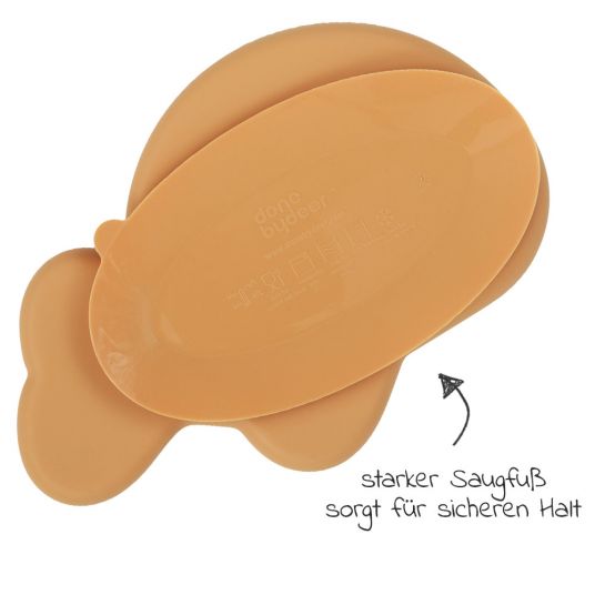 Done by Deer Silicone Eating Plate with Suction Base - Stick & Stay - Wally - Mustard