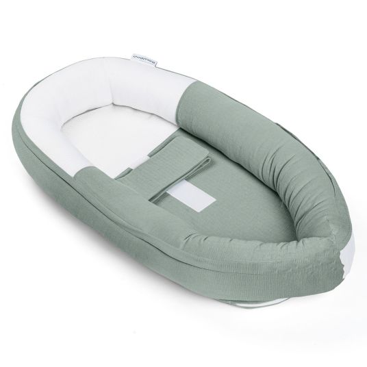 doomoo Babynest Cocoon mit Bauchgurt - Tetra Green