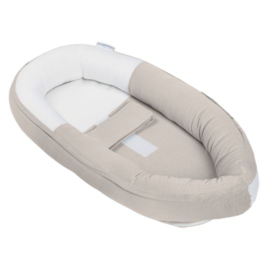 doomoo Babynest Cocoon mit Bauchgurt - Tetra Sand