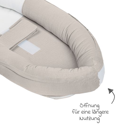 doomoo Babynest Cocoon mit Bauchgurt - Tetra Sand