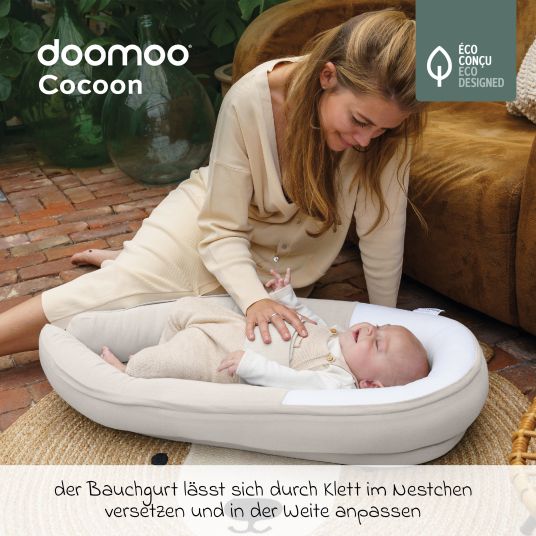 doomoo Babynest Cocoon mit Bauchgurt - Tetra Sand