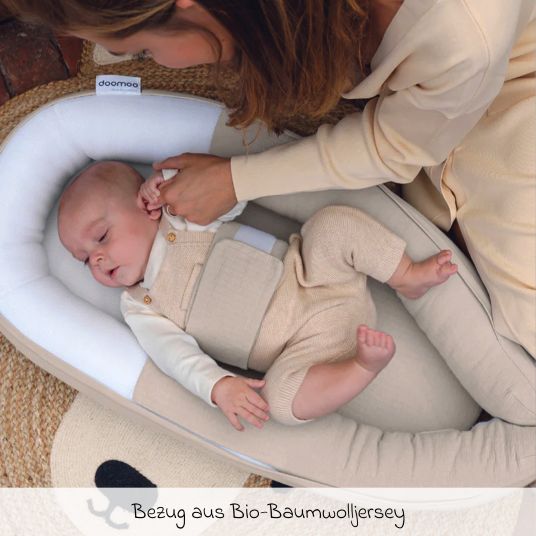 doomoo Babynest Cocoon mit Bauchgurt - Tetra Sand