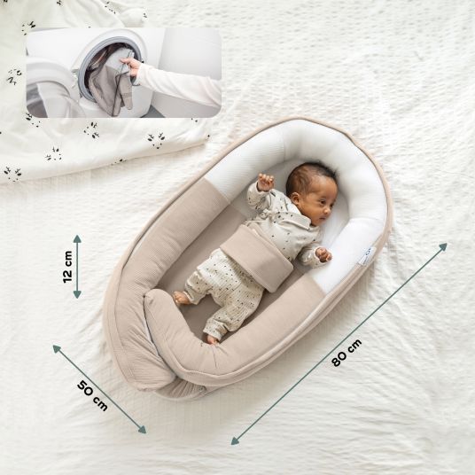 doomoo Babynest Cocoon mit Bauchgurt - Tetra Sand