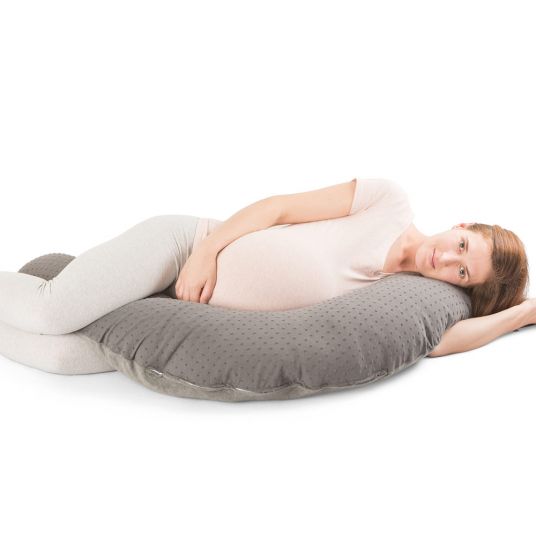 doomoo Cuscino per allattamento e relax XL 190 cm - Pompom - Antracite