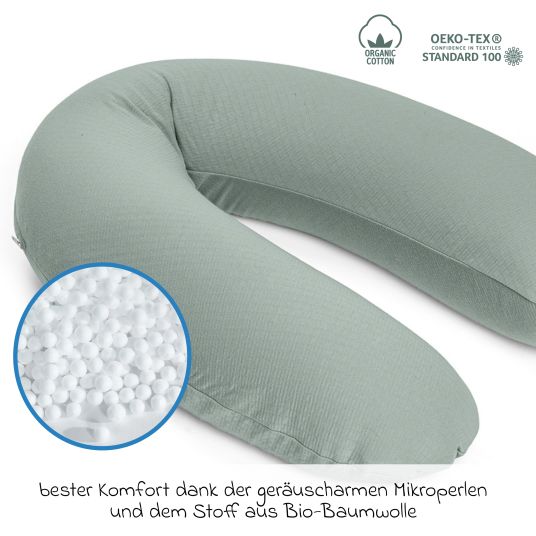 doomoo Buddy nursing pillow - with microbead filling incl. organic cotton cover 180 cm - Tetra Green