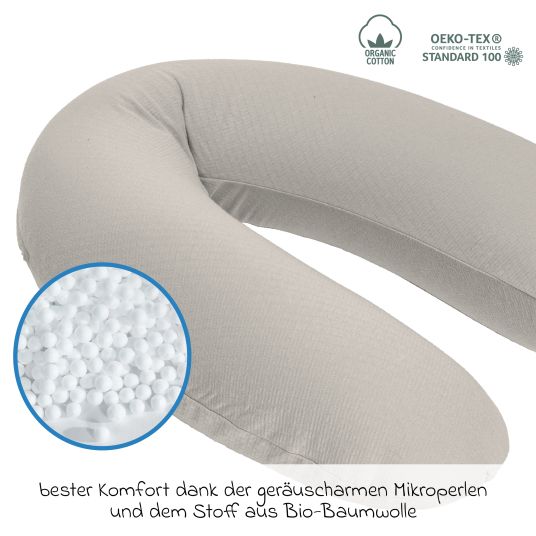 doomoo Buddy nursing pillow - with microbead filling incl. organic cotton cover 180 cm - Tetra Sand