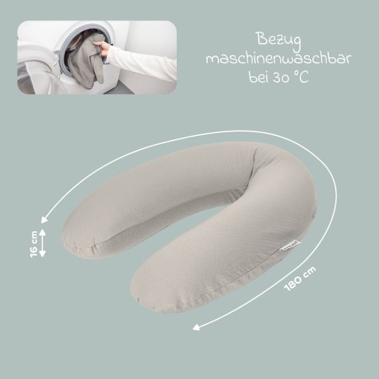 doomoo Buddy nursing pillow - with microbead filling incl. organic cotton cover 180 cm - Tetra Sand