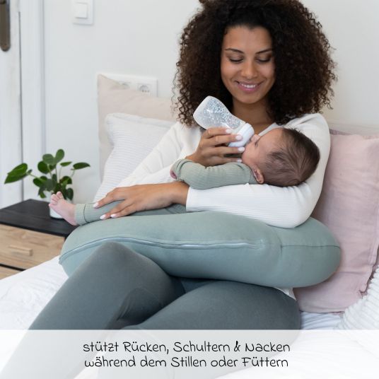 doomoo Softy nursing pillow - with microbead filling incl. organic cotton cover 150 cm - Tetra Green