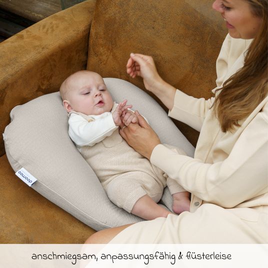 doomoo Softy nursing cushion - with microbead filling incl. organic cotton cover 150 cm - Tetra Sand