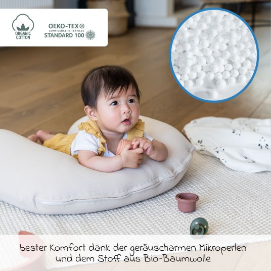 doomoo Softy nursing cushion - with microbead filling incl. organic cotton cover 150 cm - Tetra Sand