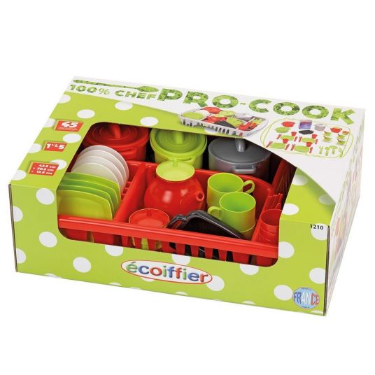 Ecoiffier 45 pcs play tableware set with mesh basket