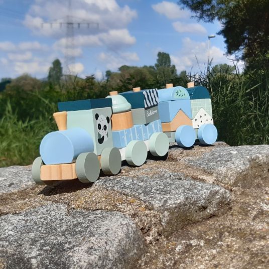 Eichhorn Wooden train with building blocks - Panda