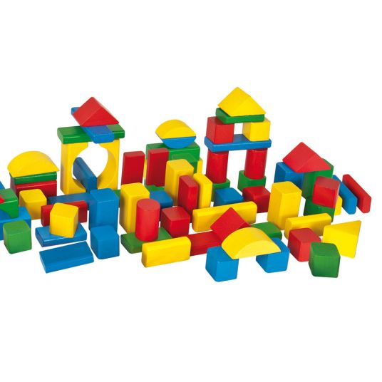 Eichhorn Wooden bricks 100 pieces in bucket - Multicolor