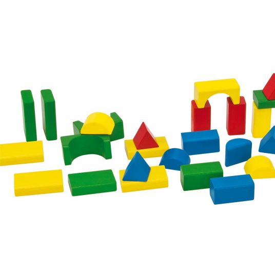 Eichhorn Mattoncini di legno 30 pezzi in un secchio con gioco di selezione - Multicolore