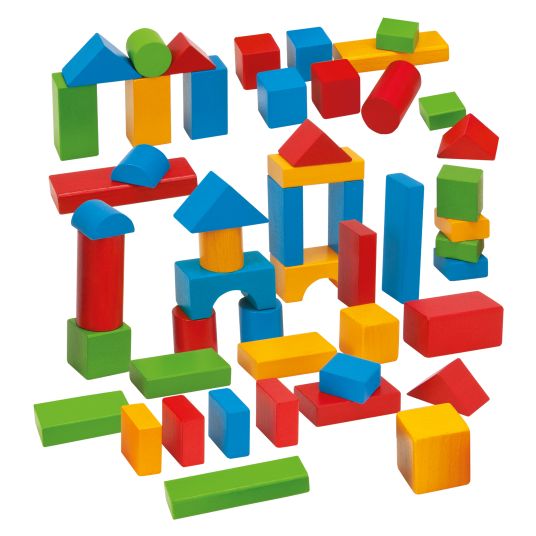 Eichhorn Blocchi da costruzione in legno 50 pezzi - pezzi extra large - in scatola - colorati