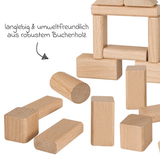 Eichhorn Blocchi da costruzione in legno 50 pezzi - in scatola con gioco di selezione - natura