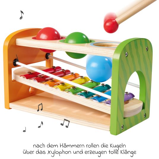 Eichhorn Giocattolo musicale 2in1 con xilofono e panca da gioco