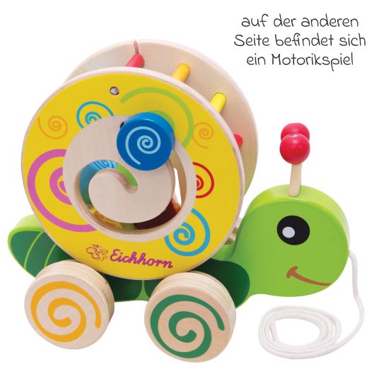 Eichhorn Snail pull-along toy - with pegging game