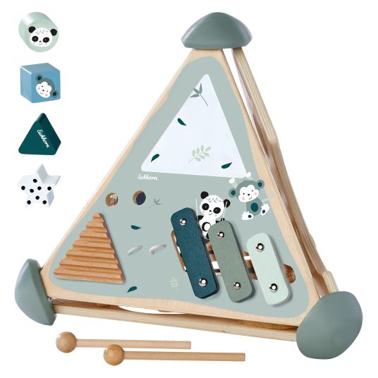 Eichhorn Spielcenter Pyramide mit Steckspiel, Memory, Musikfunktion & Kugelbahn - Panda