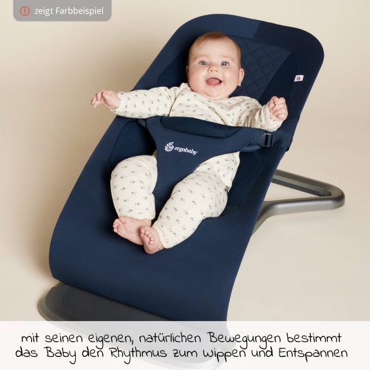 Ergobaby 3in1 Evolve Bouncer Babywippe ab Geburt -Kleinkind 3 Jahre (2,5 kg-13,2 kg) inkl. Neugeborenen-Einsatz - Midnight Blue