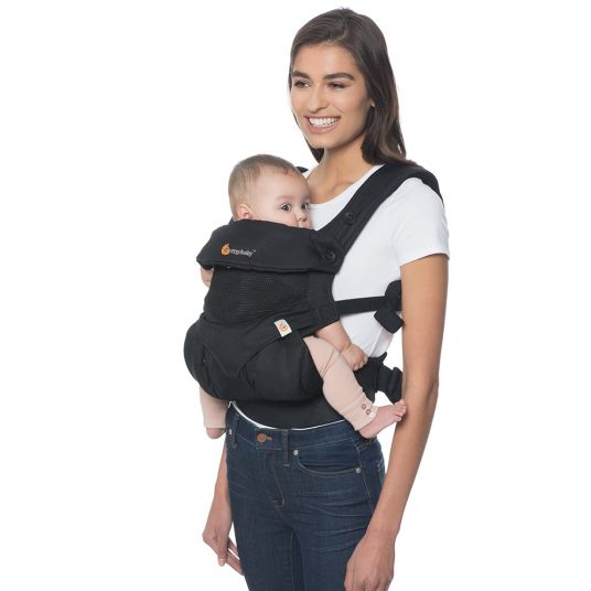 Ergobaby Baby Carrier 360 Cool Air Mesh for 4 carrying positions with lordosis support - Onyx Black
