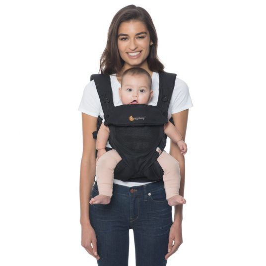 Ergobaby Baby Carrier 360 Cool Air Mesh for 4 carrying positions with lordosis support - Onyx Black