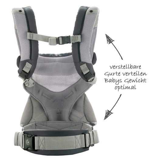 Ergobaby Babytrage 360 Cool Air Mesh inkl. 2 in 1 Winter-Cover - Carbon Grey