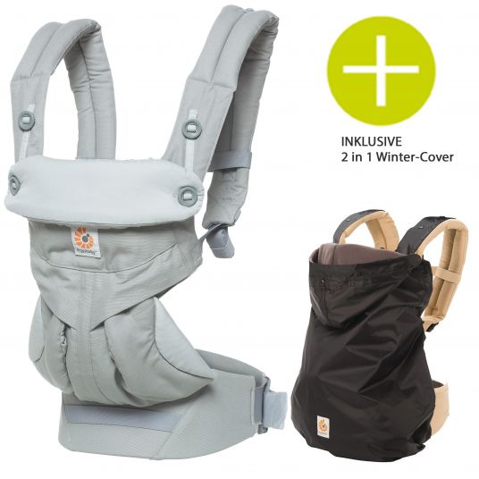 Ergobaby Babytrage 360 inkl. 2 in 1 Winter-Cover - Pearl Grey