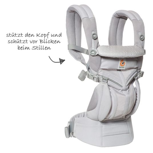 Ergobaby Omni 360 Cool Air Mesh Baby Carrier with 4 Wearing Positions with Lordosis Support - Grey Pink Dots