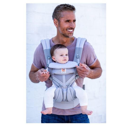 Ergobaby Omni 360 Cool Air Mesh Baby Carrier with 4 Wearing Positions with Lordosis Support - Grey Pink Dots