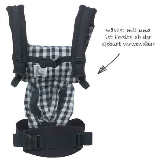Ergobaby Omni 360 baby carrier for 4 carrying positions with lordosis support - gingham