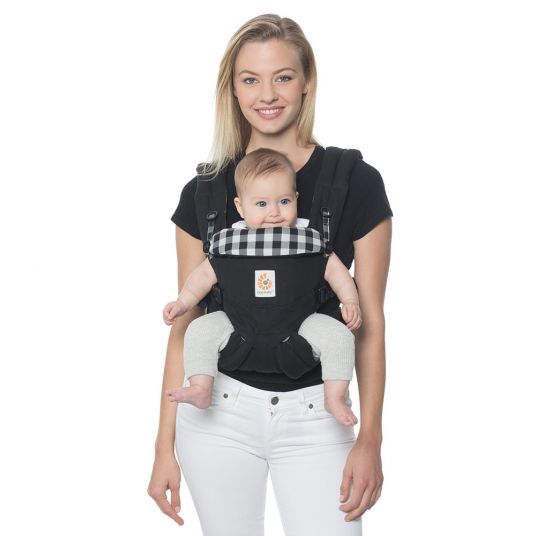Ergobaby Omni 360 baby carrier for 4 carrying positions with lordosis support - gingham