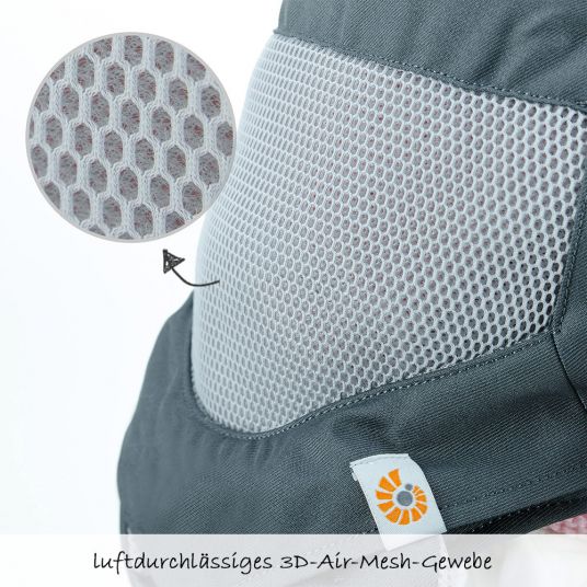 Ergobaby Set porta bebè 360 Cool Air Mesh Pacchetto dalla nascita incluso inserto neonato Cool Air Easy Snug Grey - Grigio carbone