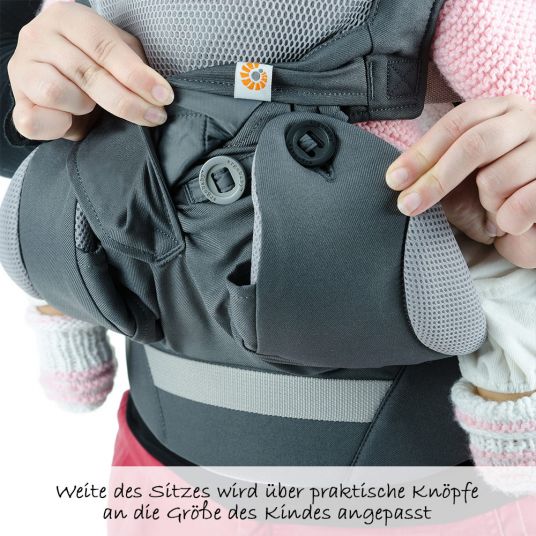 Ergobaby Babytragen-Set 360 Cool Air Mesh Paket von Geburt an inkl. Neugeboreneneinsatz Cool Air Easy Snug Grey - Carbon Grey