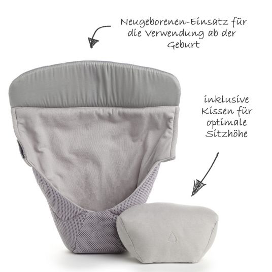 Ergobaby Babytragen-Set 360 Cool Air Mesh Paket von Geburt an inkl. Neugeboreneneinsatz Cool Air Easy Snug Grey - Carbon Grey