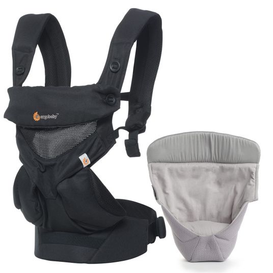 Ergobaby Baby Carrier Set 360 Cool Air Mesh Package from birth incl. newborn insert Cool Air Easy Snug Natural - Onyx Black