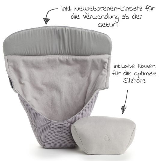 Ergobaby Babytragen-Set 360 Cool Air Mesh Paket von Geburt an inkl. Neugeboreneneinsatz Cool Air Easy Snug Natural - Onyx Black
