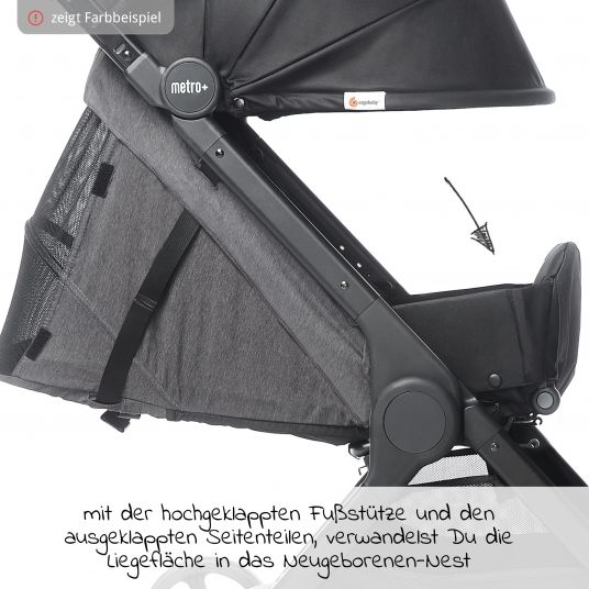 Ergobaby Buggy & stroller Metro+ from birth to 4 years (22 kg) with only 7.8 kg incl. rain cover - Slate Grey