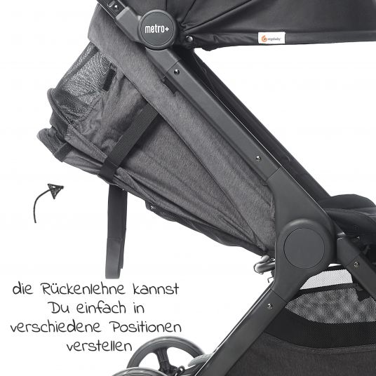 Ergobaby Buggy & Sportwagen Metro+ ab Geburt bis 4 Jahre (22 kg) mit nur 7,8 kg inkl. XXL Zubehörpaket - Black