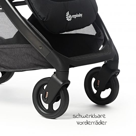 Ergobaby Buggy & stroller Metro+ from birth to 4 years (22 kg) with only 7,8 kg incl. XXL accessories package - Black