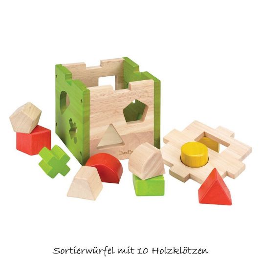 EverEarth Sorting cube with 10 wooden blocks