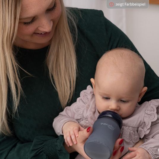 Everyday Baby Glas-Flasche mit Silikonmantel und Wärmesensor 240 ml - Silikon Gr. M - Turquoise