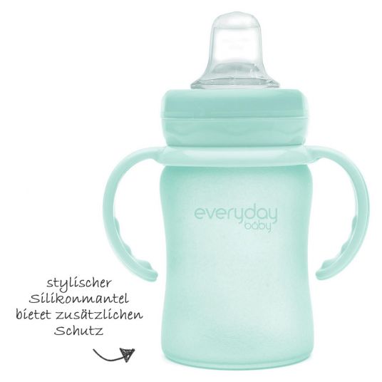 Everyday Baby Glass drinking cup Sippy Cup with silicone sleeve 150 ml - Mint Green