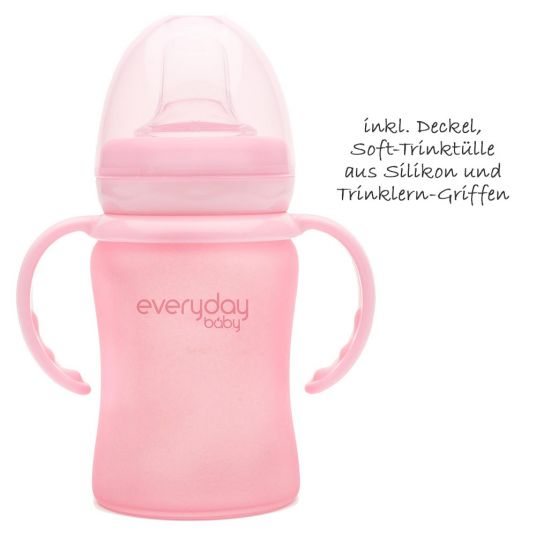 Everyday Baby Glass drinking cup Sippy Cup with silicone sleeve 150 ml - Rose Pink