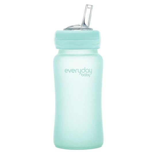 Everyday Baby Glas-Trinkbecher Straw Cup mit Silikonmantel 240 ml - Mint Green