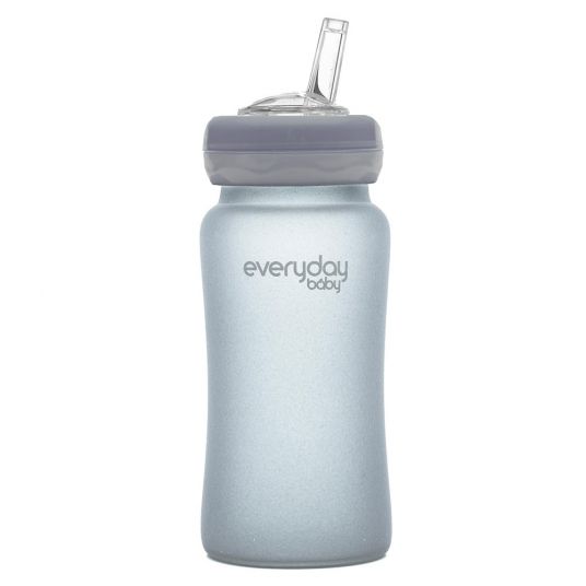 Everyday Baby Glas-Trinkbecher Straw Cup mit Silikonmantel 240 ml - Quiet Grey