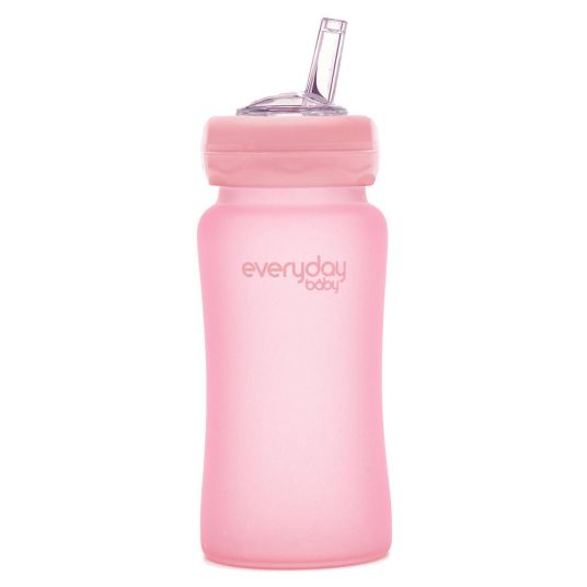 Everyday Baby Glass drinking cup Straw Cup with silicone sleeve 240 ml - Rose Pink